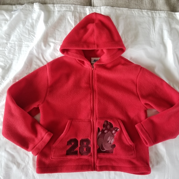 Disneyland Resort Minnie Mouse 28 Medium Size Red Fleece Hoodie Vintage Y2k - Picture 4 of 13